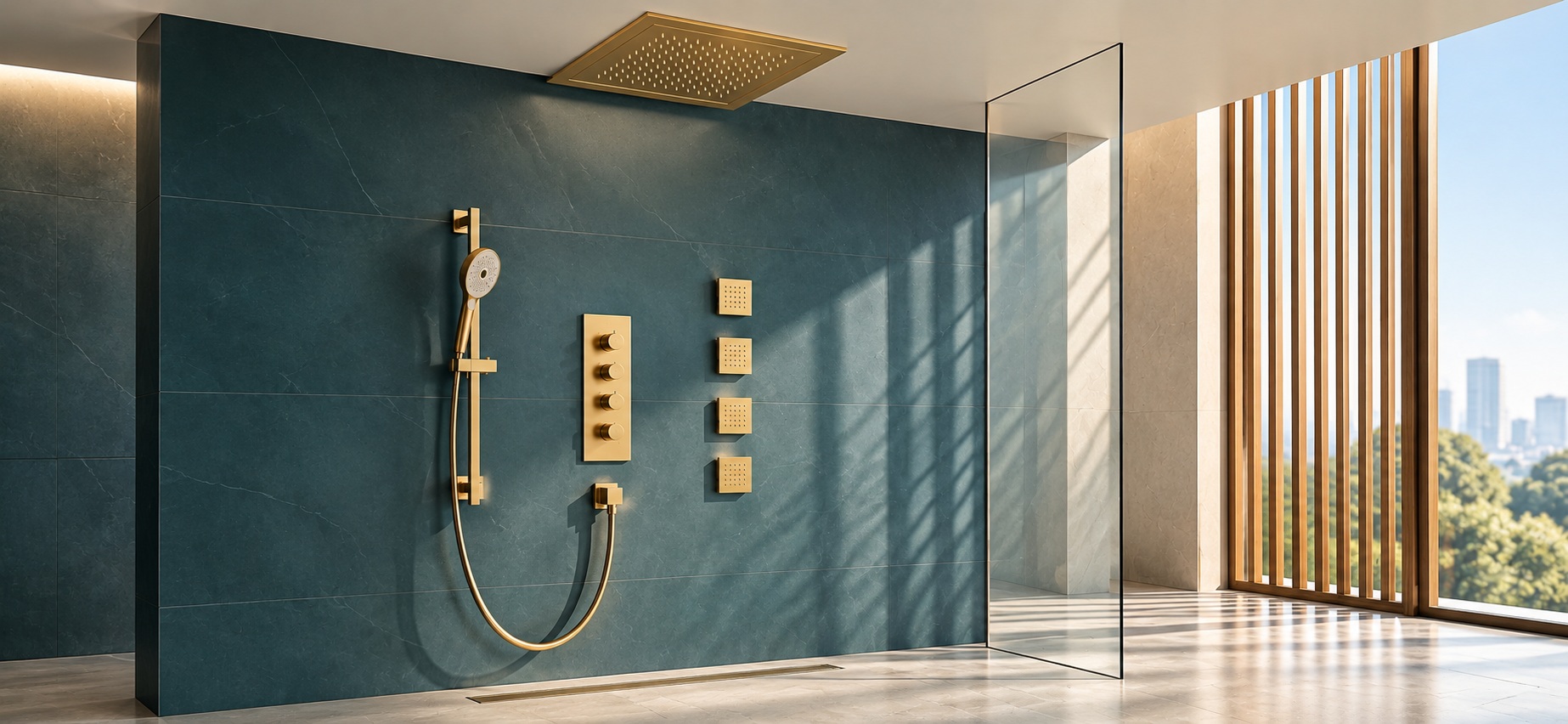 Luxury multi-outlet body jet shower for specification comparison