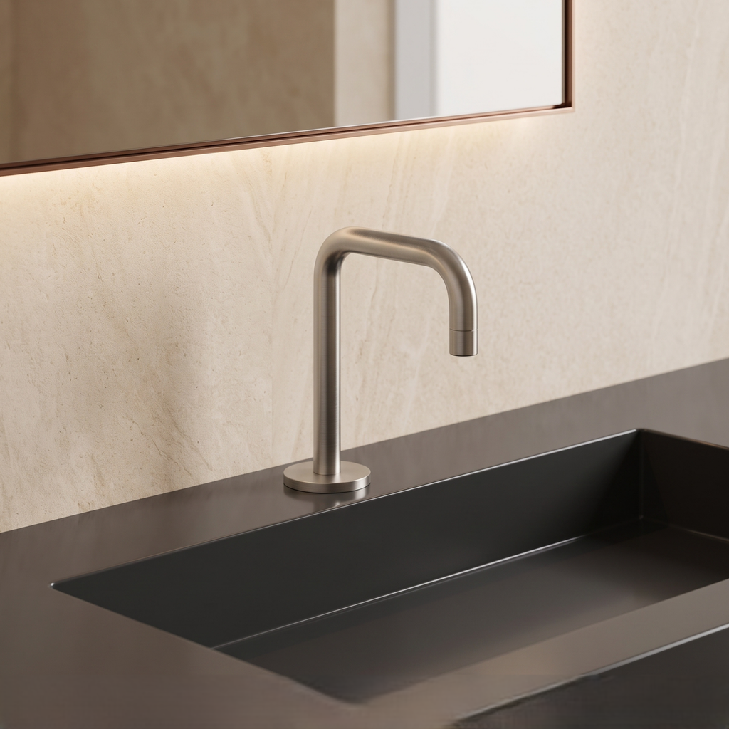 Brushed nickel deck mount sensor faucet for technical specification and basin coordination