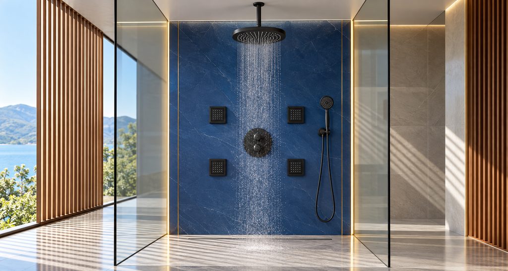 Luxury coordinated rain shower system used as a complete-system application checklist reference